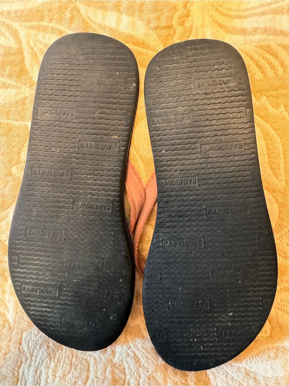 Rainbow Flip Flops Girls Size 4/5 | Pink Straps | Classic Black Sole